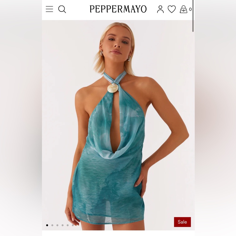 NWT Peppermayo Aqua Halter Backless Dress